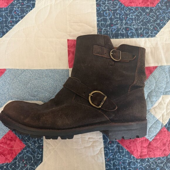 FIORENTINI + BAKER Two Buckle Brown Suede Moto Biker Boots Vibram Air 11 44 $699 main image 4